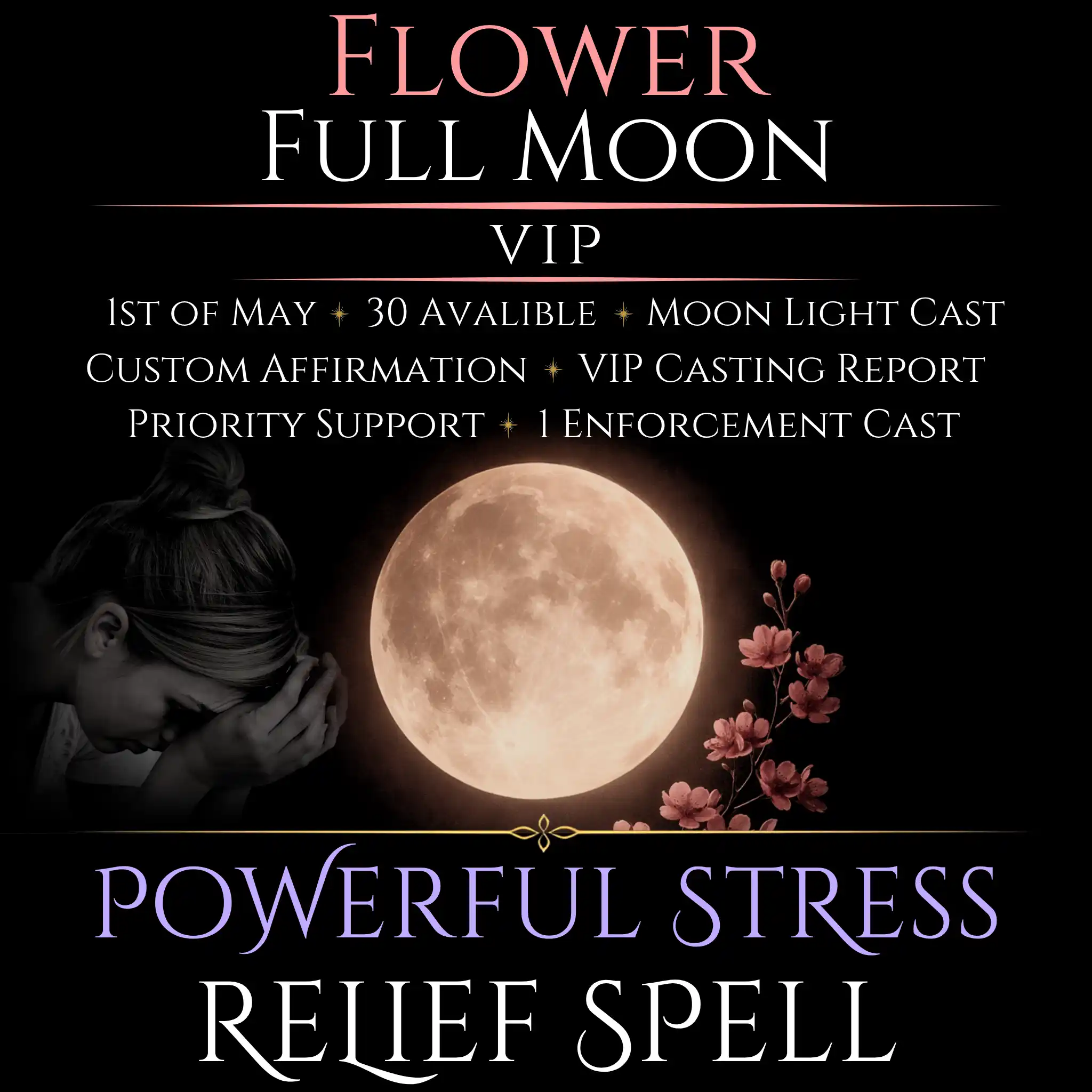 Flower Full Moon Stress Relief Peace Spell - Image 9